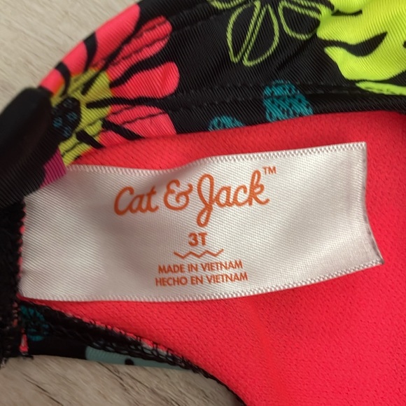 Cat & Jack Black Multicolor 1 Piece Tulle Skirted Tutu Girl's Swim Suit Size 3T - Picture 6 of 7